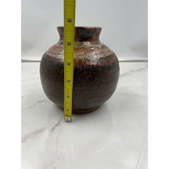Ronnie Lowery Just Muddin Pottery Stoneware Vase Brown Glaze 2017 Signed Studio - Picture 9 of 12